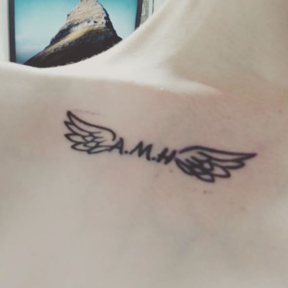 Angel Wings Tattoo with Initials