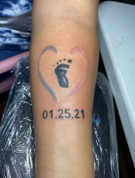 Black Baby Footstep Step Memorial Tattoo