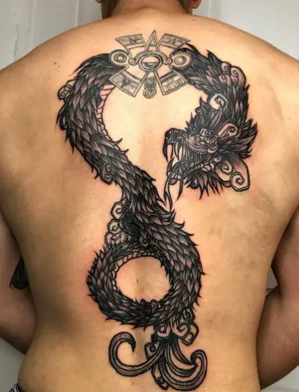 Black Dragon Back Tattoo