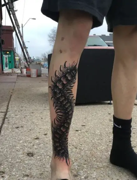 Black Furry Centipede Leg Tattoo