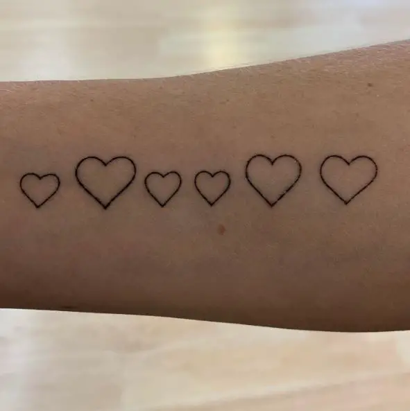 Black Line Heart Shapes Tattoo