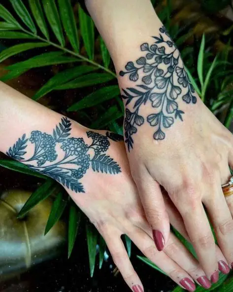 Black Plants Tattoo for Hands