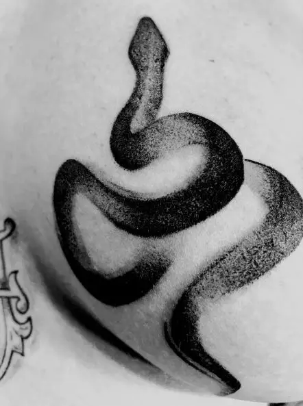 Black Sketch Style Snake Breast Tattoo