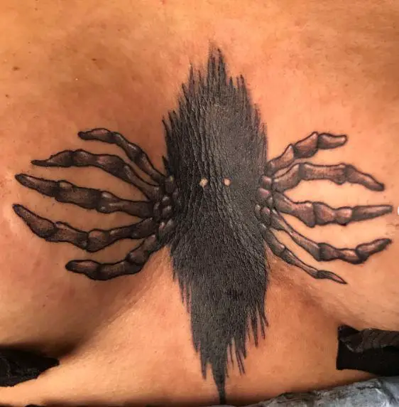 Black and Grey Spider Hands Tattoo Piece