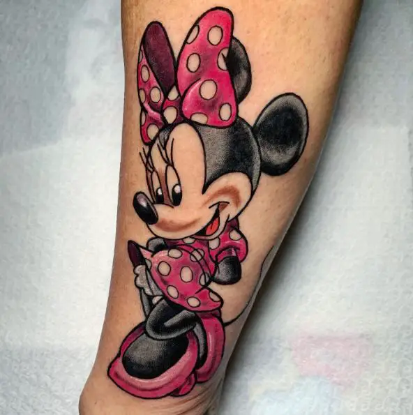 Black and Pink Minnnie Mouse Tattoo Piece