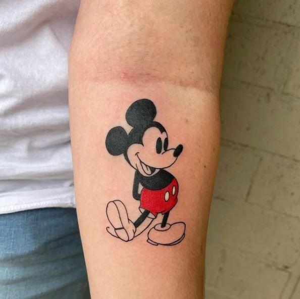Black and Red Mickey Mouse Tattoo