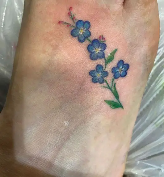 Blue Forget Me Not Flower Tattoo