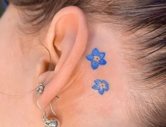 Blue Forget-Me-Not Flower Tattoo