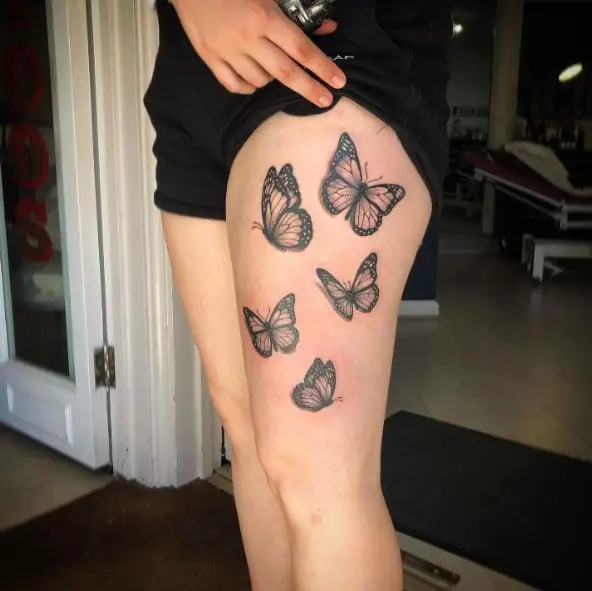 Bunch of Butterflies Thigh Tattoo Piece