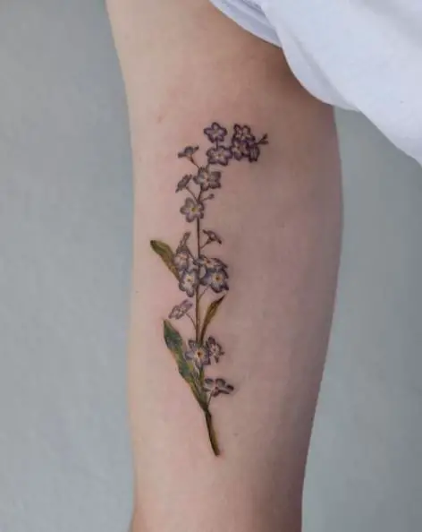 Colored Forget-Me-Not Floral Arm Tattoo