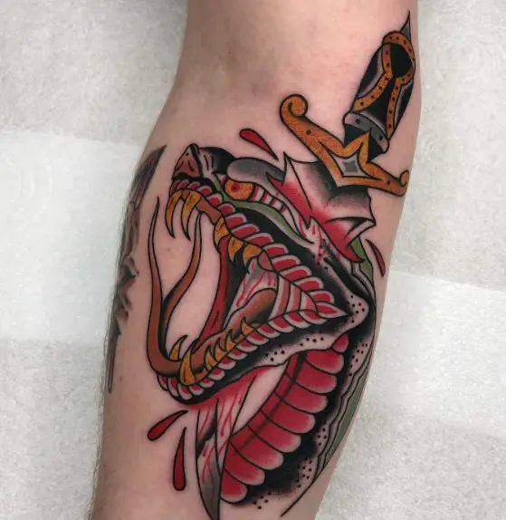 Colored Serpent Stabber Tattoo