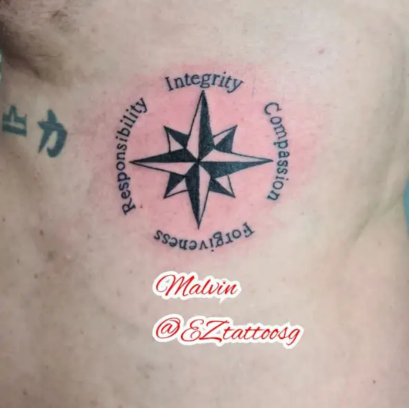 Nautical Star Lettering Tattoo