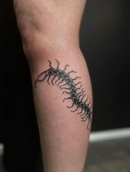 Creepy Crawling Centipede Leg Tattoo