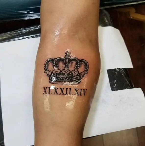 Crown with Roman Numerals Tattoo Piece
