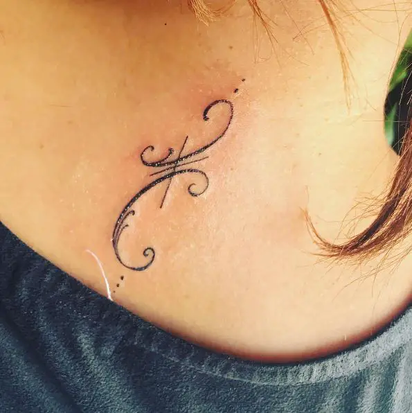 Curly Line Pisces Symbol Tattoo