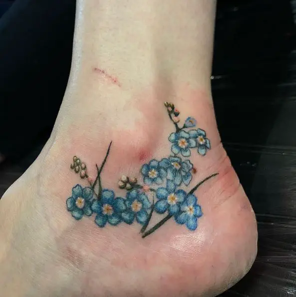 Dainty Forget-Me-Nots Ankle Tattoo