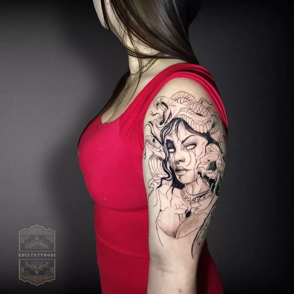 Evil Medusa Arm Tattoo Piece