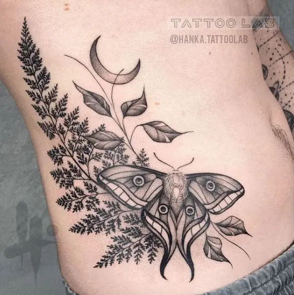 Fern and Moth Tattoo Piece