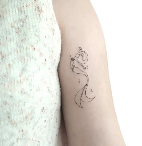 Fineline Mini Mermaid Arm Tattoo