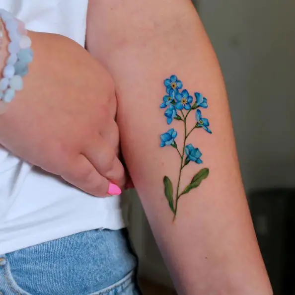 Flashy Blue Forget Me Not Tattoo