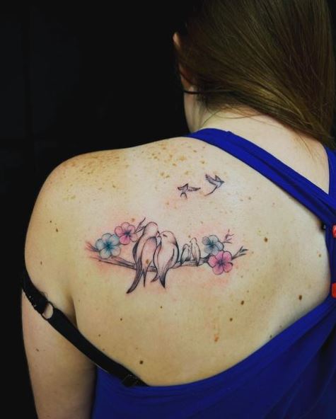 Floral Birds Theme Miscarriage Tattoo