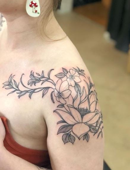 Floral Collarbone Tattoo Piece