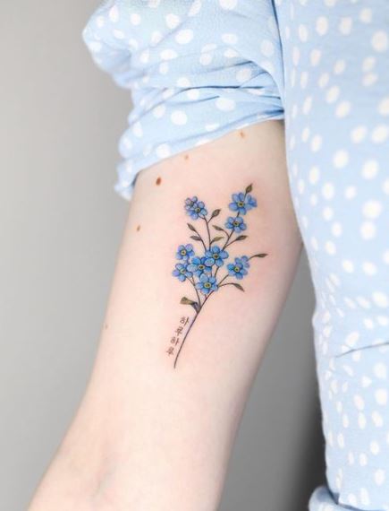 Forget-Me-Not Bunch Arm Tattoo