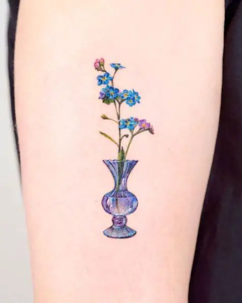 Forget-Me-Not Vase Tattoo Piece