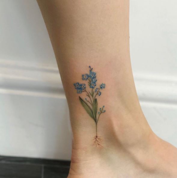 Forget Me Nots with the Root Leg Tattoo