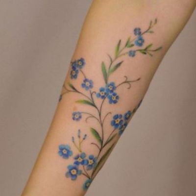 Flowers Sunflower forget me not and californian poppy by Dayan Karma  Studio in Santiago Chile  rtattoos