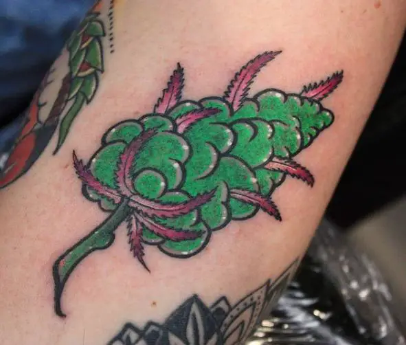 Green Weed Bud Tattoo Piece