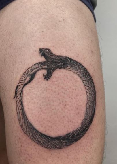 Grey Sketch Snake Ouroboros Tattoo