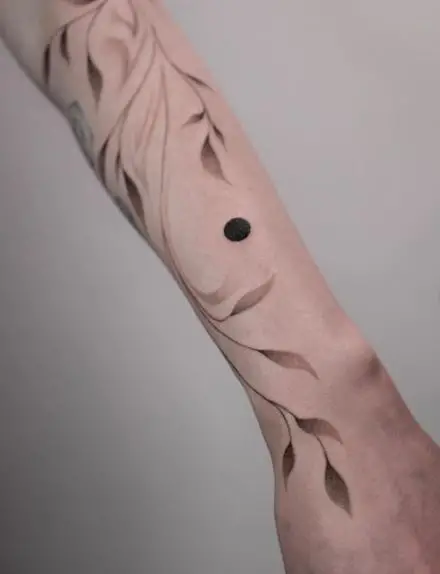 Greyscale Leaves Forearm Sleeve Tattoo