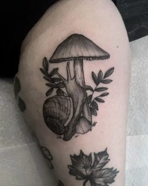 Greyscale Mushroom Tattoo Piece