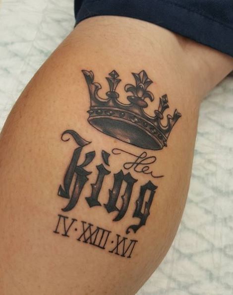 King Crown and Roman Numerals Tattoo