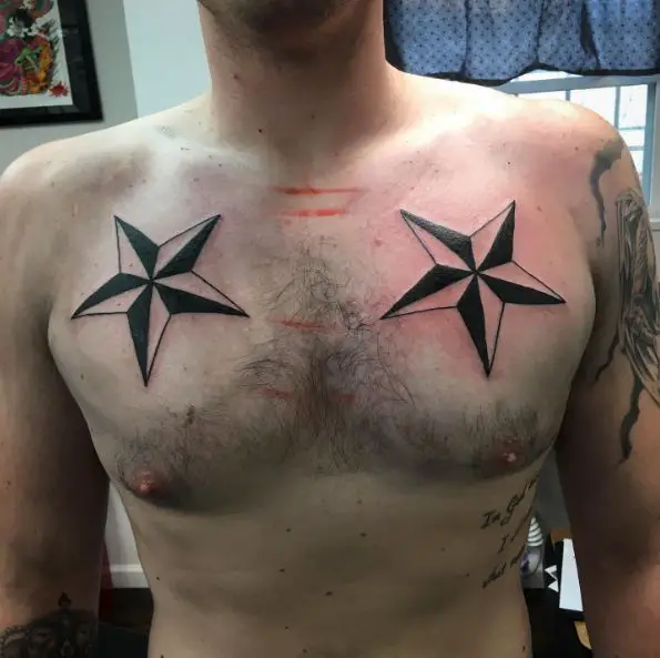 Large Nautical Stars Chest Tattoo