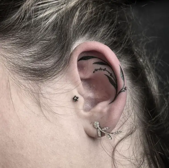 Leaves Ear Tattoo Piece