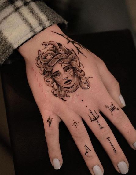 Medusa Hand Tattoo