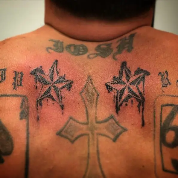 Melting Nautical Star Back Tattoo