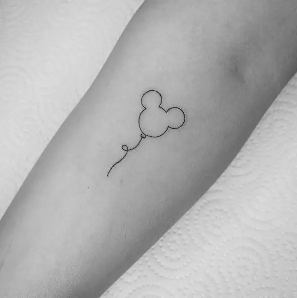 Mickey Mouse Head Line Tattoo