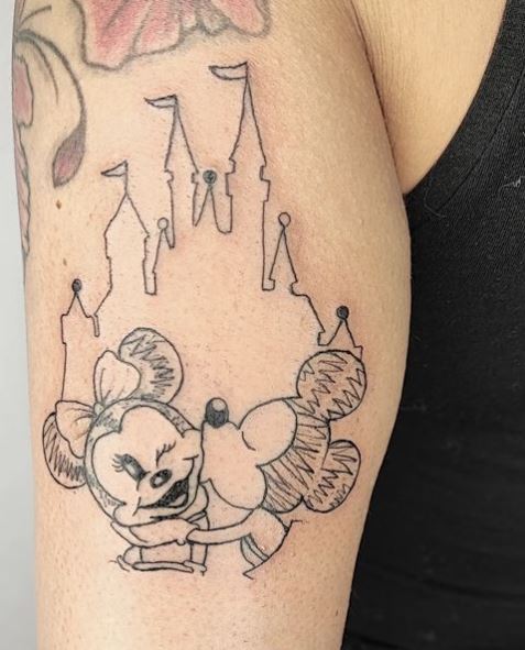 Mickey and Minnie Fairy Tale Fineline Tattoo
