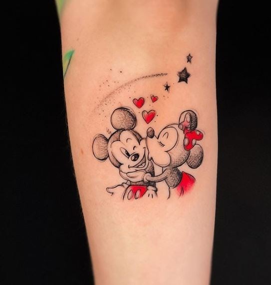 Mickey and Minnie Kissing Tattoo