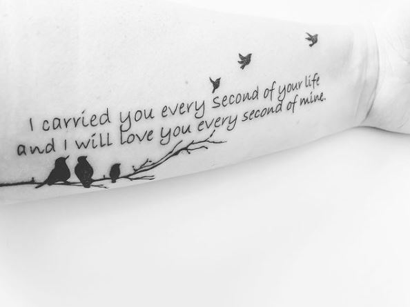 Miscarriage Tattoo with Birds and Quote