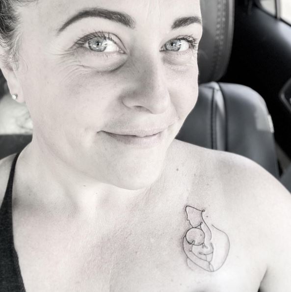 Mother and Baby Collarbone Tattoo