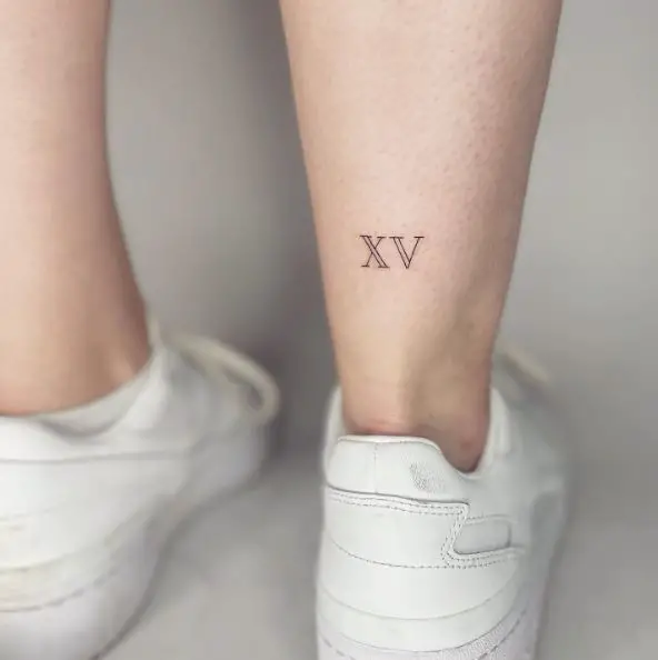 Number 15 in Roman Numeral Tattoo
