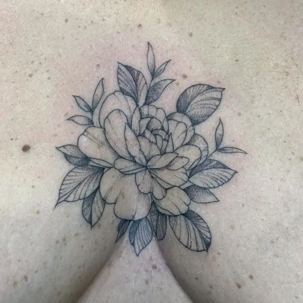 Peony Flower Chest Tattoo
