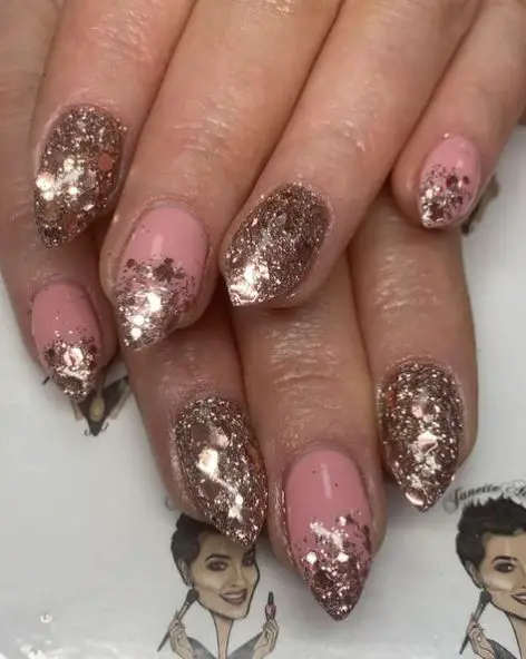 Pink and Rose Gold Nails