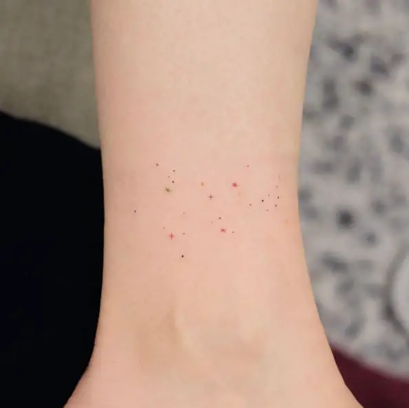 Pisces Constellation Tiny Particles Tattoo