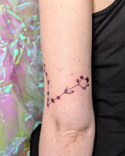 Pisces Floral Constellation Tattoo
