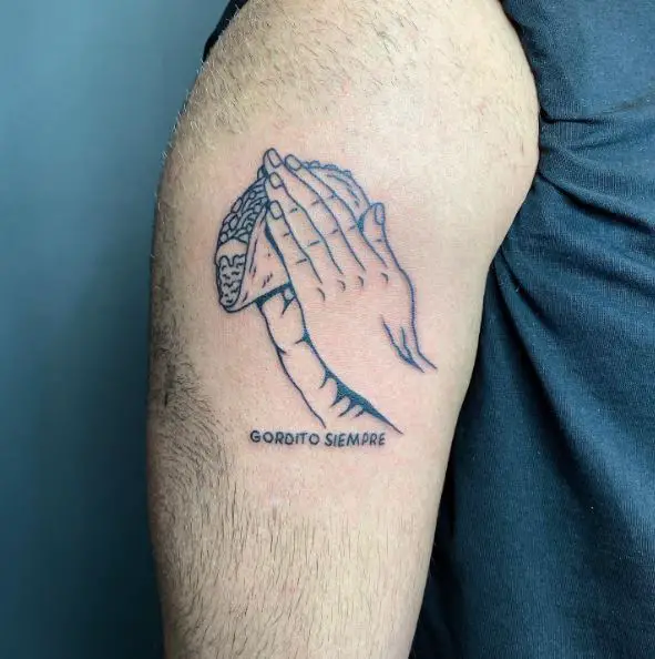 Praying Taco Hands Arm Tattoo